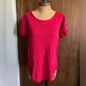 Lace trim Linen Tee from Sandro